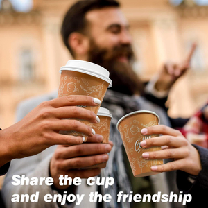 8oz/10oz/12oz Disposable Double Wall Waterproof Recyclable Bio-degradable Cardboard <b>Espresso</b> Paper Coffee <b>Cup</b> with Lids - Product Image 3