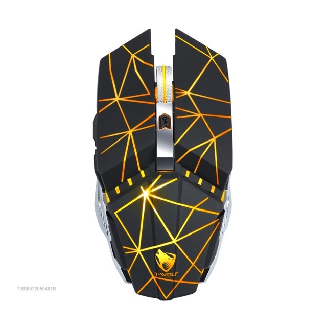 Clearance T-WOLF Q15 6-Buttons 1600 DPI Wireless Rechargeable Mute Office Gaming Mouse With 7 Color Breathing Light