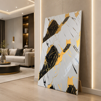 Panneau mural en PVC doré imperméable moderne, feuille de marbre UV pour usage domestique et en salle de sport