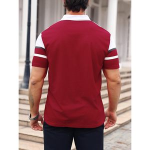 Polo de golf personnalisé pour homme, manches courtes, été, respirant, tricoté, design rayé rouge et blanc - Product Image 3