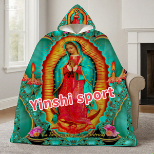 Poncho personalizado de dibujos animados para niños y adultos, toalla, capa de Navidad, manta, chal con sombrero para adultos, ropa de cama con capucha de franela y lana - Product Image 6