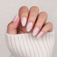 Ongles à presser écologiques en ABS, 32 pièces, couleur ivoire laiteux, forme amande, brillants, solides, vente en gros pour usage décoratif féminin