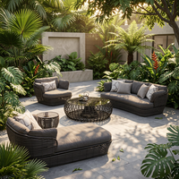 Ensemble de canapés en rotin d'extérieur, ensemble de meubles de jardin, adapté au jardin, au balcon, à la villa, à la terrasse