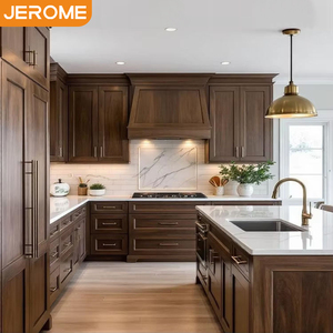 Vendita calda Design personalizzato pronto per assemblare mobili armadio intero Set rustico noce massello in legno massello armadi da cucina - Product Image 1