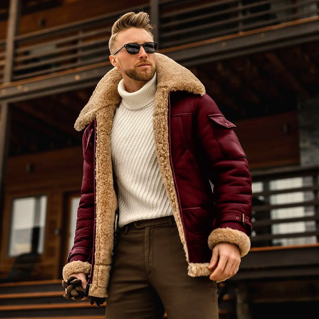Spot new fur coat men's coat thickening imitation leather jacket autumn and winter men's coat