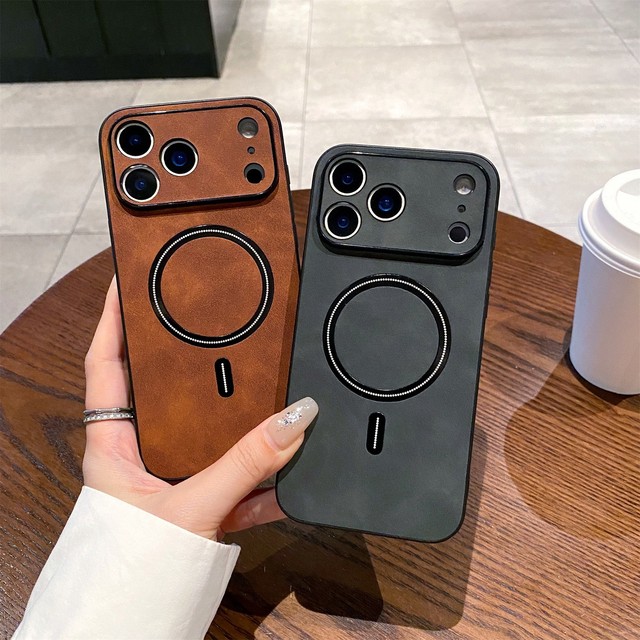 Luxury Matte Leather Magnetic Wireless Charge Case For iPhone 17 16 15 14 13 11 12 11 Pro Max Plus Shockproof Cover