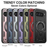 Coques de Téléphone Magnétiques avec Anneau Support pour Google Pixel 9 Pixel 9 Pro XL, Coque Arrière Mobile Givrée Mate Magnétique