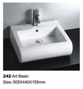 Lavabo de Cerámica Moderno y Ecológico, Superficie Antiarañazos, Material Duradero y Sostenible para Proyectos de Hoteles, Villas y Edificios Ecológicos - Product Image 1