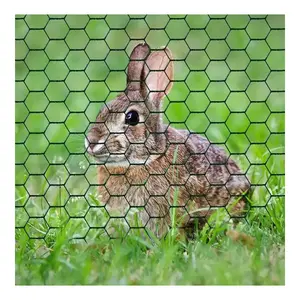 Jala kawat kelinci ayam heksagonal berlapis pvc plastik hitam