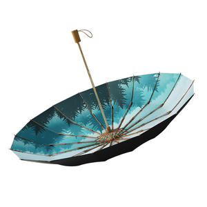 Vintage 70% sombrilla plegable paraguas 16-Rib vinilo abierto a mano protector solar estilo fresco publicidad sol <span class=keywords><strong>lluvia</strong></span> paraguas fresco - Product Image 1