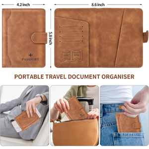 ซองใส่หนังสือเดินทาง RFID แบบพกพาอเนกประสงค์กระเป๋าสตางค์หนัง PU หลากสีป้องกันการโจรกรรมสำหรับเดินทาง - Product Image 3