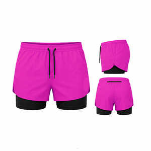 Custom Double <b>Layer</b> Running Shorts Lightweight Performance Sportswear With Compression Liner And Secure Pockets For Athletes - Product Image 6