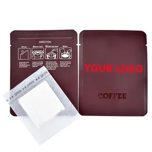 Custom Printed Philippines Classic Plastic Quad Seal Coffee Pouch Side Gusset Tin Tie Drip Coffee Filter Package Bag With Valve