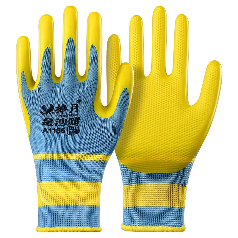 Best Selling Industrial Gold Embossing Gloves Safety Work Waterproof Industrial Latex Gloves