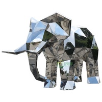 Décorations d'extérieur modernes personnalisées Éléphant grandeur nature Sculpture en acier inoxydable poli miroir Animal en métal