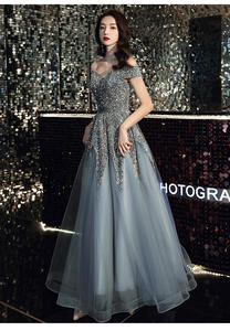 تصميم جديد المرأة الفاخرة الترتر مساء اللباس قبالة الكتف الأنيق حفلة موسيقية اللباس - Product Image 5