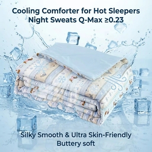 Couverture rafraîchissante imprimée double couche en gaze, couette réversible respirante en nylon et élasthanne pour les personnes ayant chaud la nuit et les sueurs nocturnes - Product Image 1