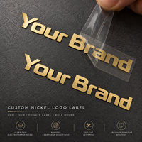 Autocollant 3D en nickel pour électronique grand public OEM, logo électroformé, or brossé, étiquette métallique adhésive de marque