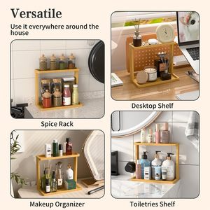 Étagère à cosmétiques multifonctionnelle, rangement de salle de bain, rangement de cuisine, station d'outils à matcha, étagère de rangement en bambou pour la maison - Product Image 5