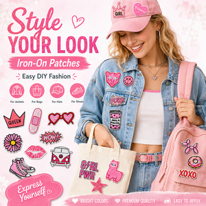 Set di Toppe Ricamate a Tema Cartone Animato Ispirate al Pink <span class=keywords><strong>Girl</strong></span> <span class=keywords><strong>Power</strong></span> per Giacche Casual e Zaini - Toppe di Design - Product Image 4
