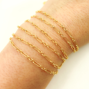 14k vàng đầy đa phong cách 1Meter 3 + 1 Patterned Cable Chain 2.41mm Vòng đeo tay vòng cổ Extender chuỗi bán buôn - Product Image 5