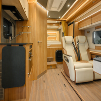 Kit d'aménagement intérieur de camping-car Sprinter modulaire, armoires de luxe en bois de teck, lit en alcôve, chambre arrière, console TV, salle de bain complète, ensemble complet