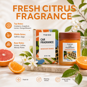 Désodorisant de voiture OEM ODM 190g, baume parfumé solide, senteur mandarine et pomelo, <span class=keywords><strong>extrait</strong></span> végétal, bouteille écologique anti-déversement - Product Image 3