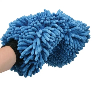 Màu xanh màu xanh lá cây màu đỏ màu vàng màu xám hai mặt microfiber Chenille rửa xe Mitt dày làm sạch sáp chi tiết chăm sóc tự động găng tay - Product Image 3