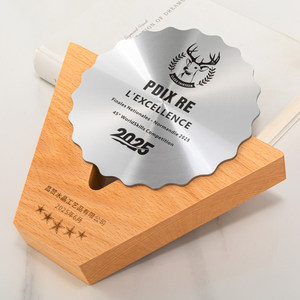 Trofeo Creativo <span class=keywords><strong>de</strong></span> Madera Maciza y Metal con Diseño Personalizado, Medallas <span class=keywords><strong>de</strong></span> Competición para Empleados <span class=keywords><strong>de</strong></span> Empresa, Placas Conmemorativas - Product Image 4