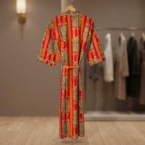 Vestido Kimono de Algodón Tejido Vintage para Mujer, Estampado de Tigre Chinoiserie, Largo hasta el Suelo, con Cinturón, Ropa Casual para Estar en Casa - Product Image 2
