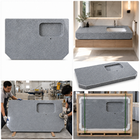 Plan de travail en granit gris préfabriqué, comptoir en pierre naturelle pour salle de bain et cuisine, surface de travail découpée sur mesure, polie