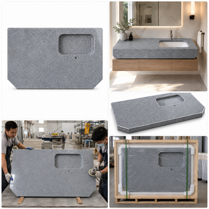 Encimera Prefabricada de Granito Gris, Superficie de Trabajo de Piedra Natural para Baño y Cocina, Cortada a Medida, Pulida - Product Image 6