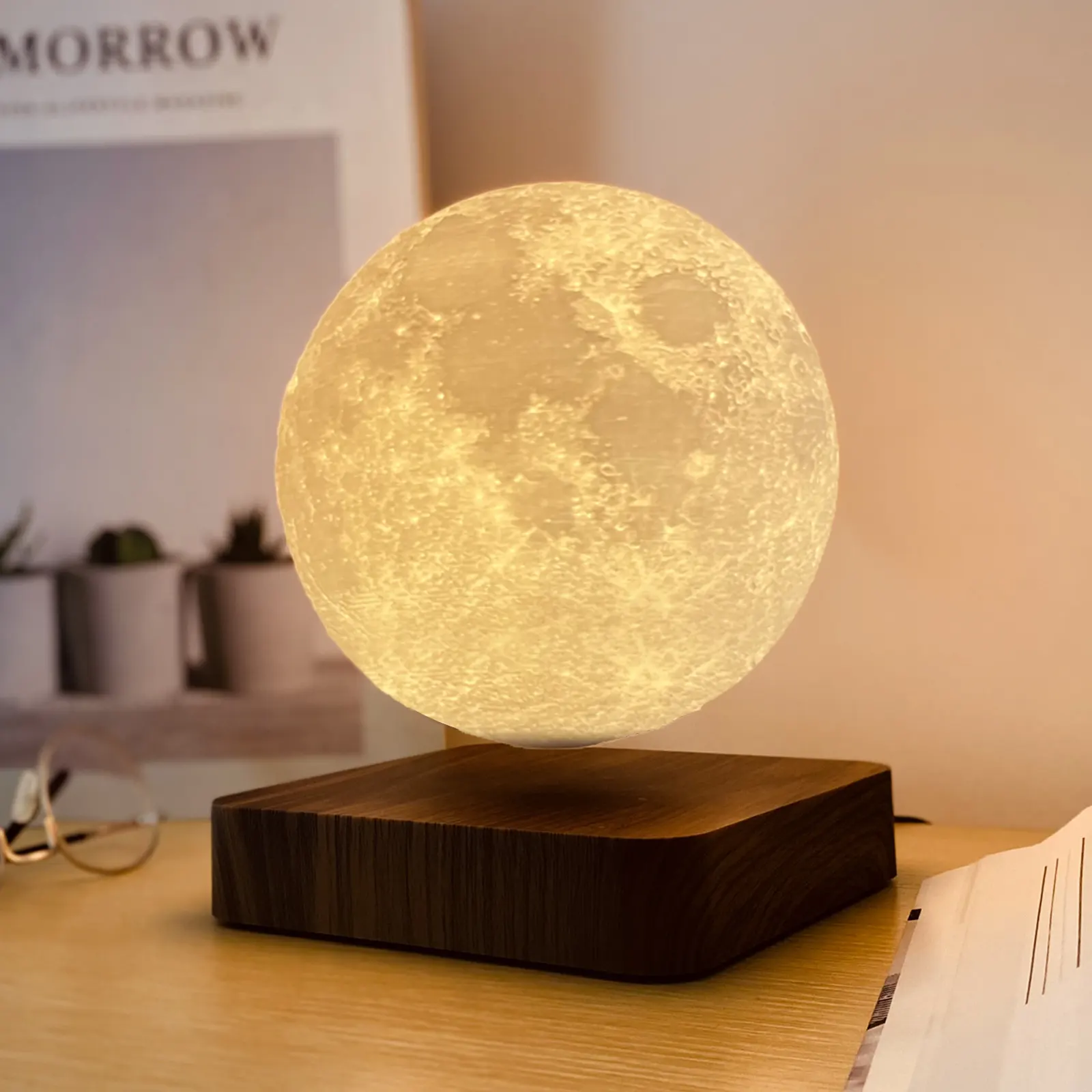 Lampu meja LED 3D levitasi lampu bulan portabel lampu meja untuk dekorasi rumah