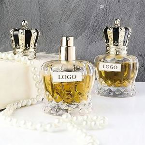Thick Base 50ml Glass Perfume Bottle Ornate Crown Gold Zamac Cap Fine Mist <b>Pump</b> Sprayer <b>Screw</b> Cap Vintage Matching Box - Product Image 2