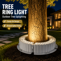 Projecteur LED noir 12W pour colonne d'arbre, anneau lumineux de jardin DC/AC, blanc chaud, IP65, éclairage paysager extérieur, CRI95, angle de faisceau 10-60°, détection de mouvement