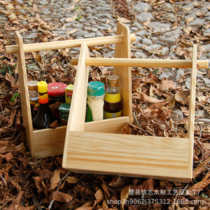 Solid Wood <b>Storage</b> <b>Box</b> Portable Seasoning Carrier Outdoor <b>Camping</b> Wooden Handheld Organizer Natural Color - Product Image 3