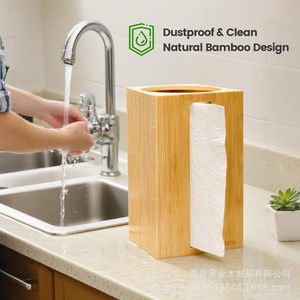 Bilifre Bamboo Toilet <b>Paper</b> Holder Desktop Storage Box For Bathroom <b>Kitchen</b> Use - Product Image 2