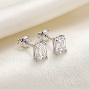 IGI Certified Elongated Cushion Cut Lab Grown Diamond Solitaire <b>Stud</b> Earrings Custom 18K White Gold Jewelry Earrings - Product Image 1