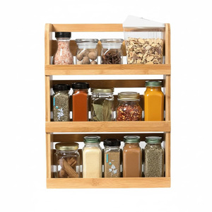 Bamboo Three Tier <b>Spice</b> Rack 2.75 In Deep Hanging Kitchen Storage For <b>Spice</b> <b>Jars</b> - Product Image 1