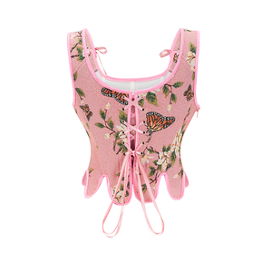 Nouveau français corps <span class=keywords><strong>sculptant</strong></span> vêtements imprimé Corset empilé rétro gilet <span class=keywords><strong>Bustier</strong></span> femmes Jacquard reliure caoutchouc Corset - Product Image 6