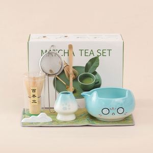 Exclusive Cute Cat Ear Ceramic Matcha Bowl Set Pink Five-Piece Japanese Style Whisk <b>Stand</b> <b>Tea</b> Tools Dehua <b>Tea</b> Ceremony - Product Image 3