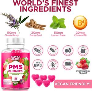 NON ogm equilibrio ormonale PMS Gummies pms gommoso vitamina B6 dolore mestruale delle donne PMS gommoso - Product Image 4