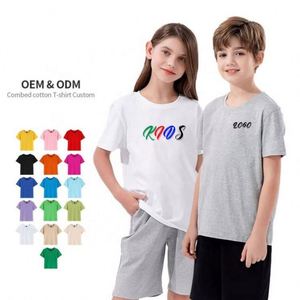 T-shirts pour enfants en tissu sain 100% coton, col rond, doux et confortables, logo personnalisé, 200 g, t-shirts pour enfants unisexes - Product Image 1