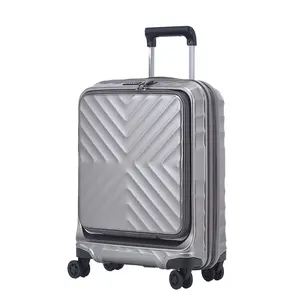 Factory Carry-On Travel Trolley Bags Front Open Luggage with Laptop Pocket for Business Suits Laptop Cabin Case