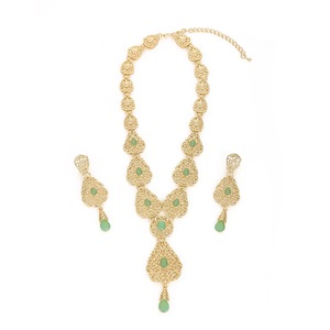 2025 Mode Luxe Turquoise Plaqué Or Goutte d'Eau Traditionnel Collier Parures de Bijoux de Mariée <span class=keywords><strong>Arabe</strong></span> pour Femmes Mariage <span class=keywords><strong>Algérien</strong></span> - Product Image 5