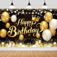 Pancarta de cumpleaños de la serie Black Gold, decoración de fiesta de banquete temático y tela de fondo para reunión y arreglo