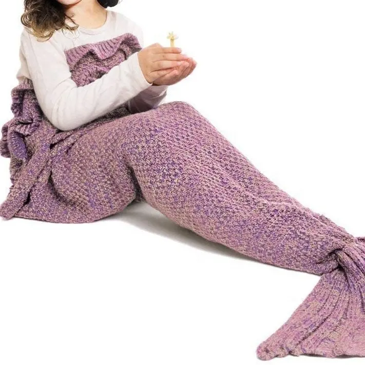 Mermaid Tail Blanket Kids Aults Hand Crochet Snuggle Mermaid All Seasons Seatail Sleeping Bag Blanket