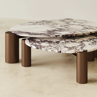 Table basse Calcutta Viola OEM, table basse moderne à poser l'une sur l'autre, aspect marbre, table d'appoint pour canapé