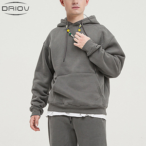 Felpe Unisex personalizzate in cotone oversize con cappuccio in bianco tinta unita da uomo 345gsm felpe con cappuccio Plus Size con logo stampato ricamato - Product Image 2