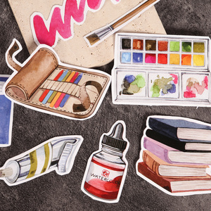 Custom Die Cut 168pieces Watercolor Self-adhesive <strong>Preppy</strong> Aesthetic Stationery <strong>Stickers</strong> for Scrapbook Decoration - Product Image 5